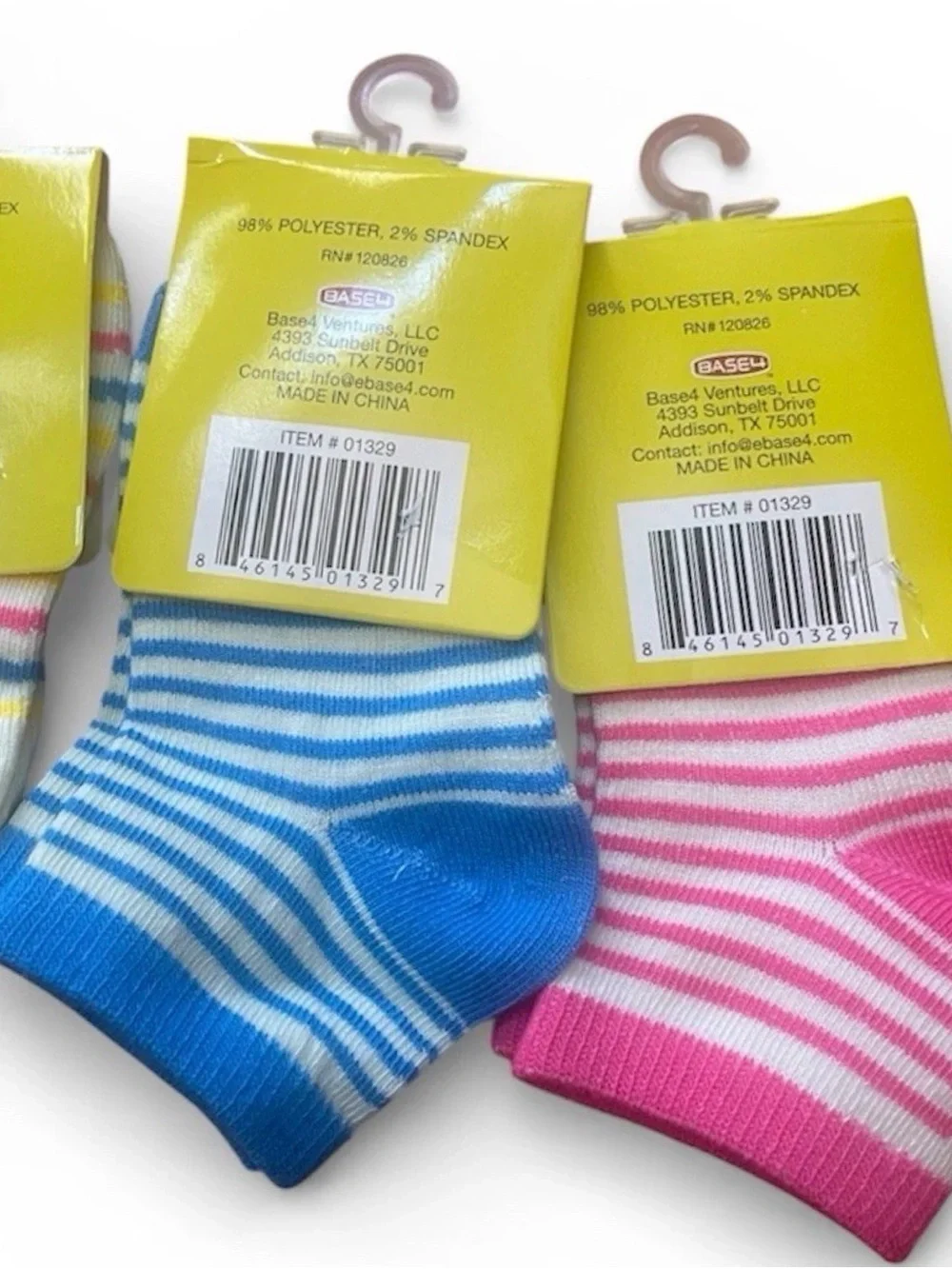 Striped Casual Socks - Blue, Pink, Yellow (3-Pack)